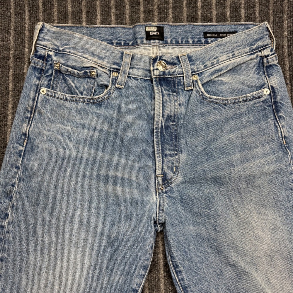 Edwin Womens 27 Blue Kali Ankle Vintage Straight Floral Pocket Jeans (2355) - Picture 2 of 10